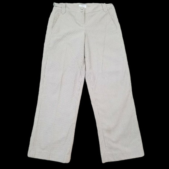 ANN TAYLOR LOFT~Women's Size 2P Petite~White/Brown Striped Cotton Capri Pants. - Picture 1 of 10